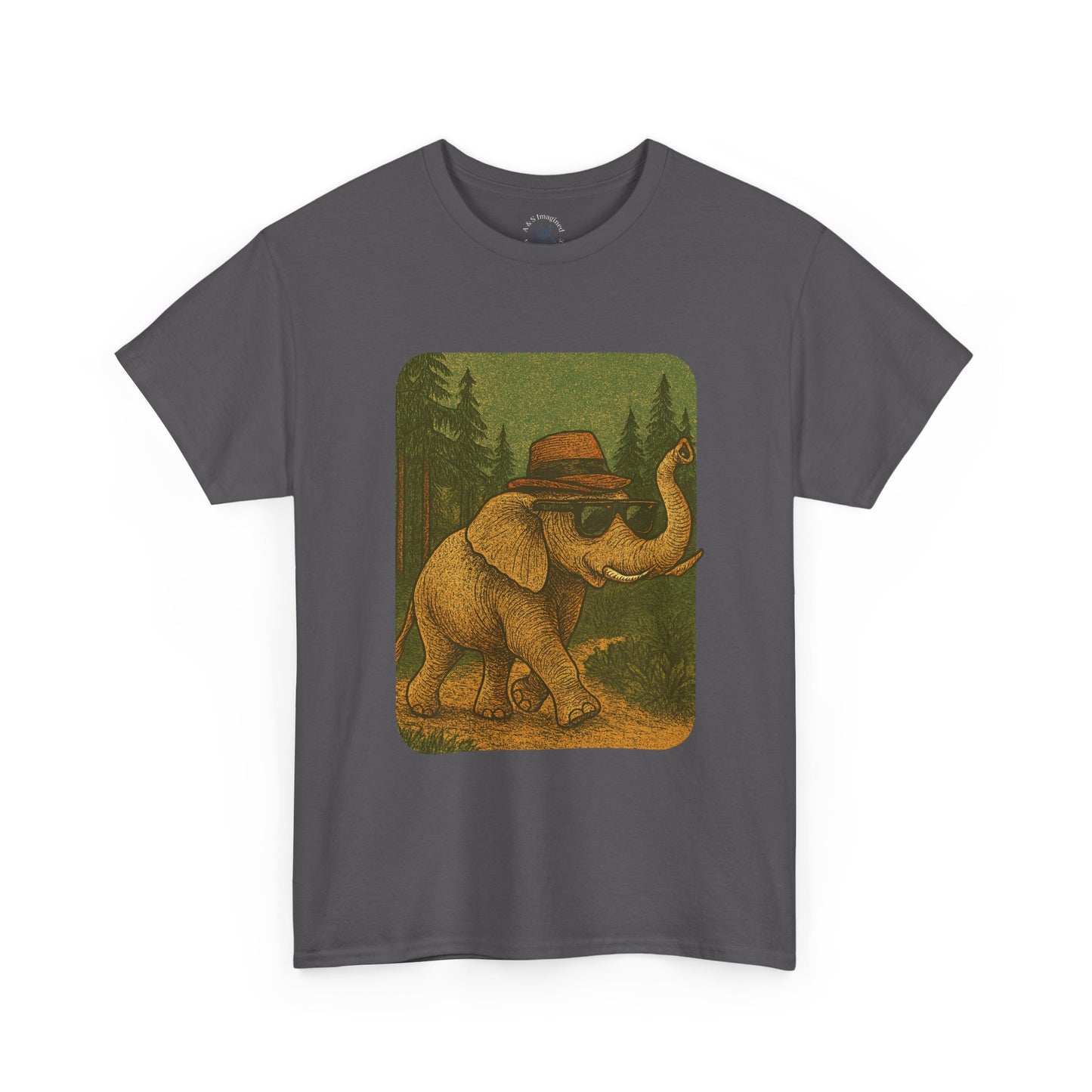 Elephant Forest Wander Tee | Vintage Woodland Animal Shirt | Retro Nature Elephant Graphic T-Shirt | Earthy Aesthetic TShirt | Unisex Casual Camping Shirt