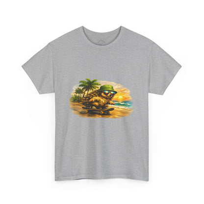 Sunset Beach Hedgehog Skateboarding Shirt | Tropical Style Tee | Vintage Beach Graphic | Skater Animal T-shirt | Cute Summer Skate Tshirt | Island Vibes Outfit | Boardin' Hedgehog Collection