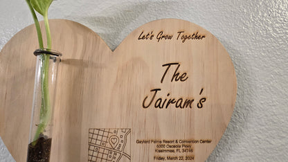 Let's Grow Together Wall Propagation Planter - Custom Couple Gift | Wedding, Anniversary, Housewarming Decor