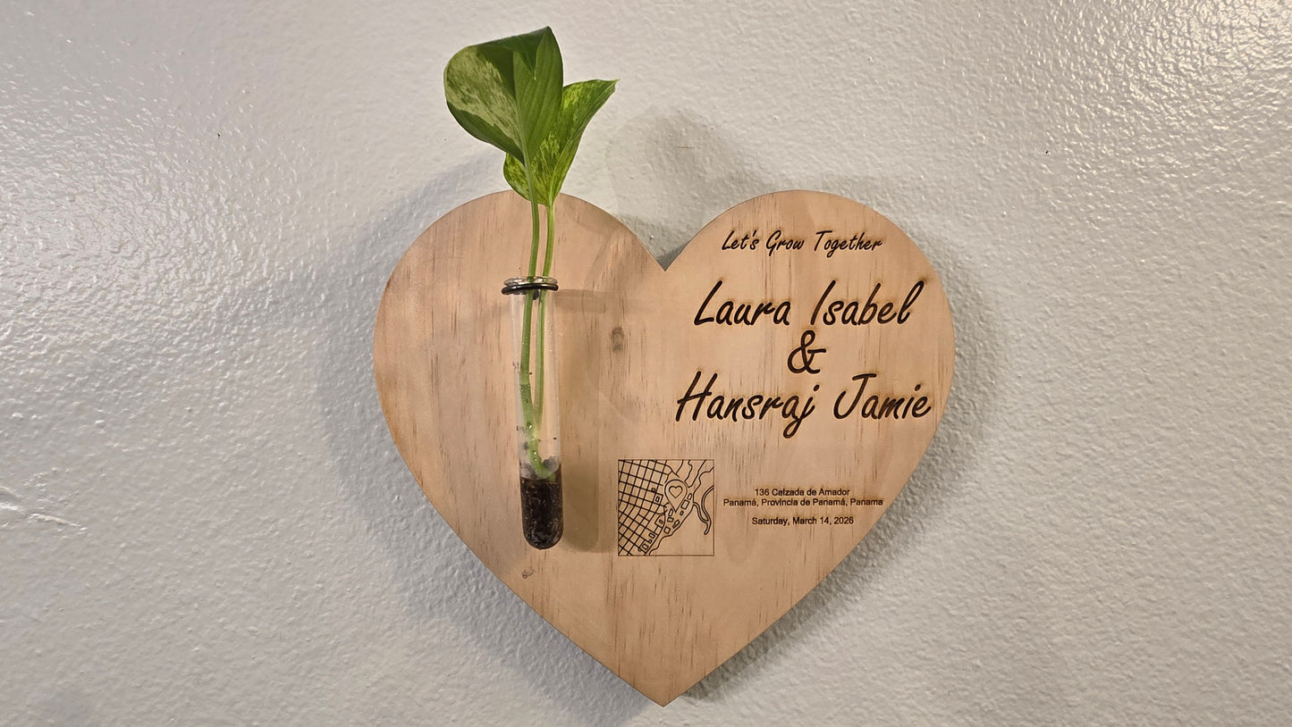 Let's Grow Together Wall Propagation Planter - Custom Couple Gift | Wedding, Anniversary, Housewarming Decor