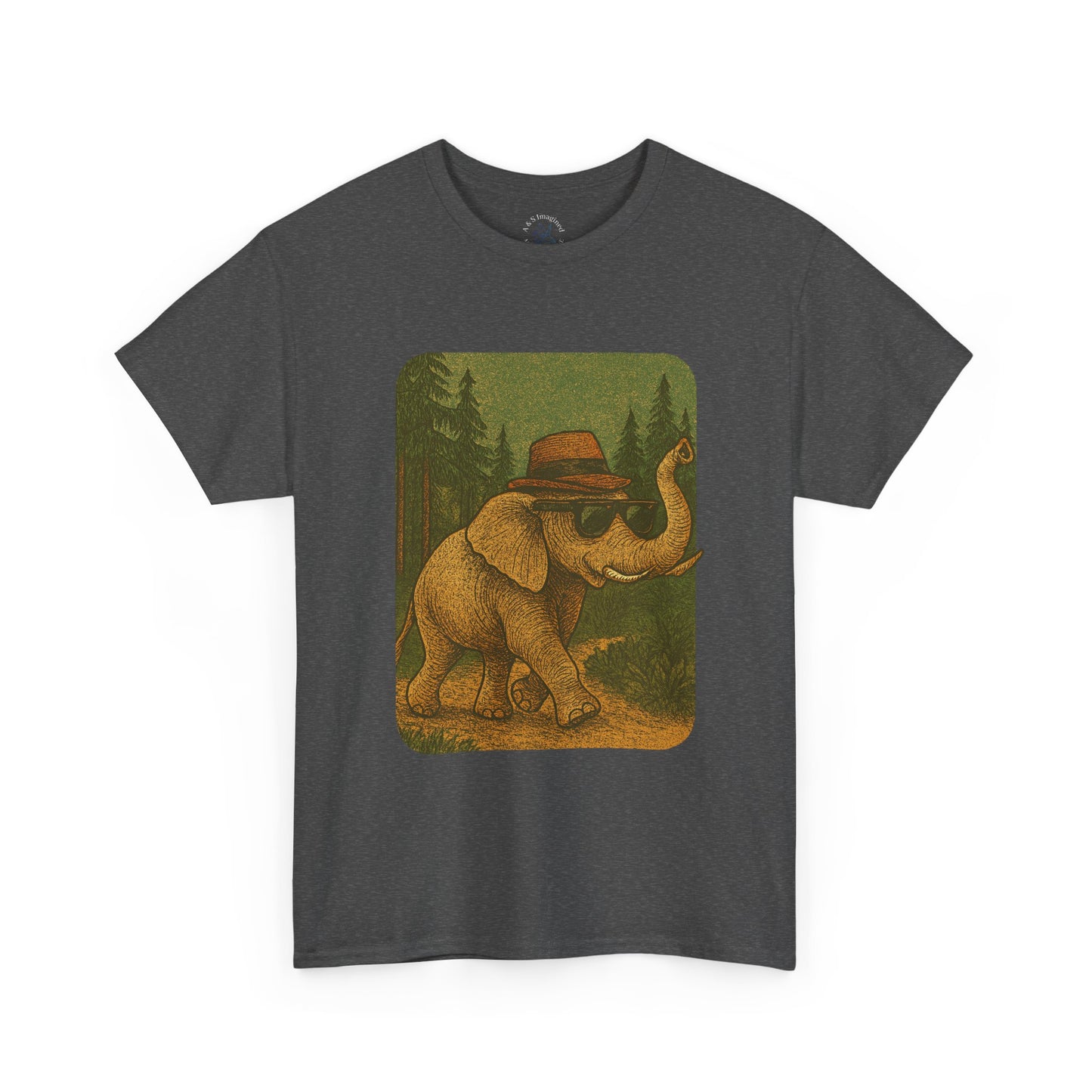 Elephant Forest Wander Tee | Vintage Woodland Animal Shirt | Retro Nature Elephant Graphic T-Shirt | Earthy Aesthetic TShirt | Unisex Casual Camping Shirt