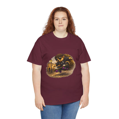 Town Hedgehog Skateboarding Shirt | Street Style Tee | Vintage Town Graphic | Skater Animal T-shirt | Cute Animal Skate Tshirt | Boardin' Hedgehog Collection