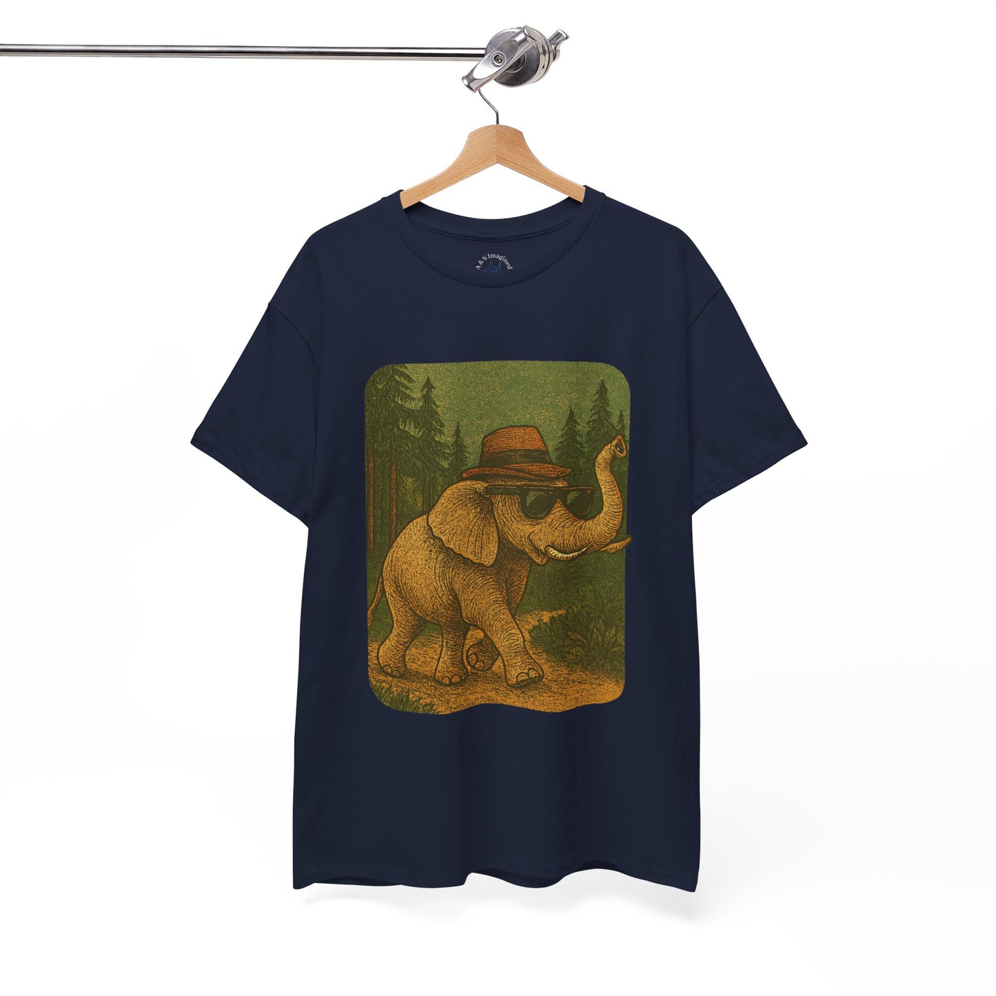 Elephant Forest Wander Tee | Vintage Woodland Animal Shirt | Retro Nature Elephant Graphic T-Shirt | Earthy Aesthetic TShirt | Unisex Casual Camping Shirt