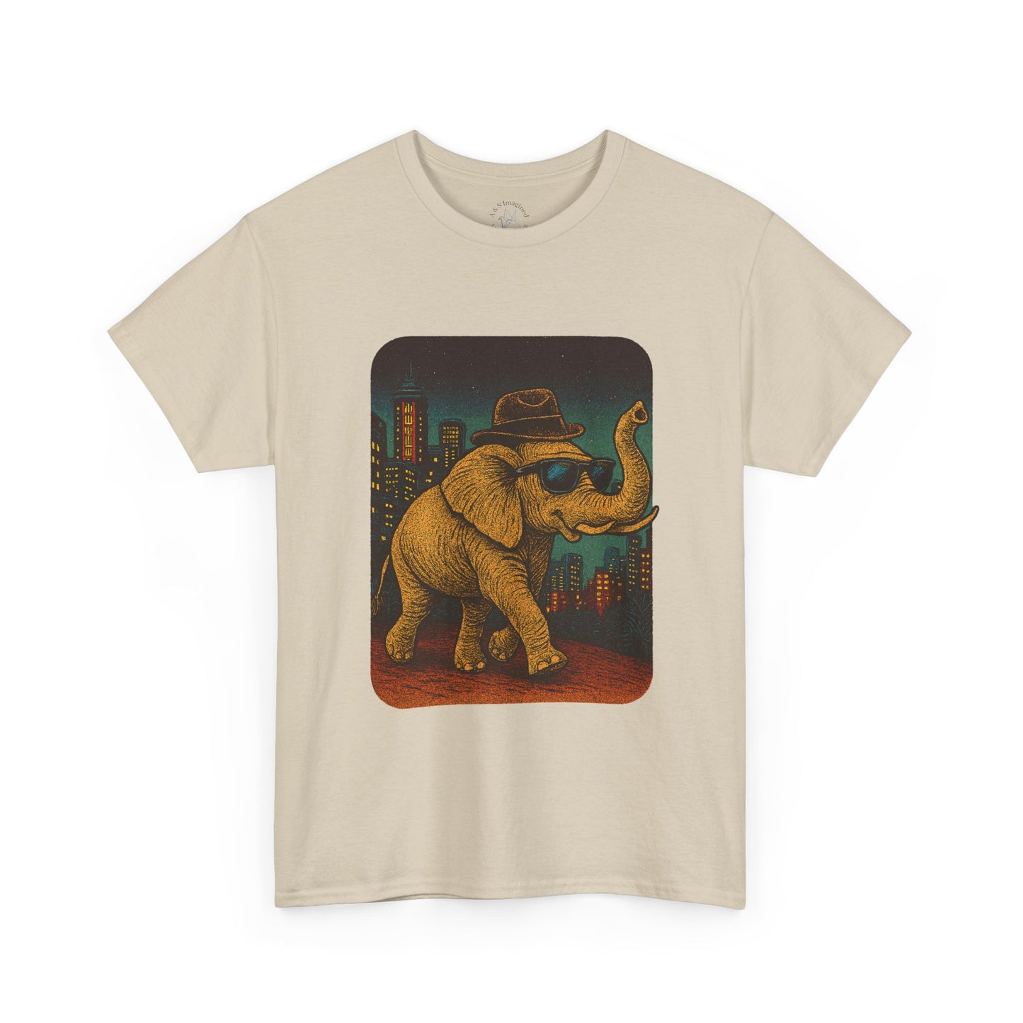 Elephant Downtown Night Tee | Vintage City Animal Shirt | Retro Urban Elephant Graphic T-Shirt | Nightlife Vibes TShirt | Unisex Street Style Shirt