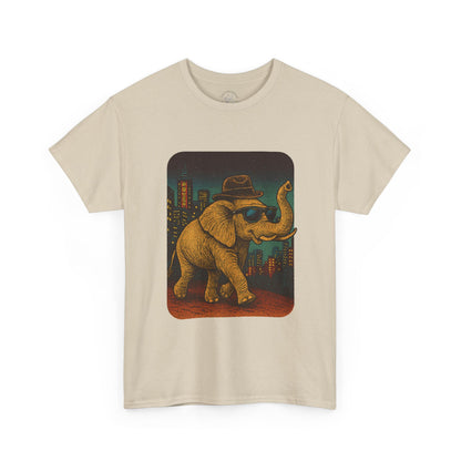 Elephant Downtown Night Tee | Vintage City Animal Shirt | Retro Urban Elephant Graphic T-Shirt | Nightlife Vibes TShirt | Unisex Street Style Shirt