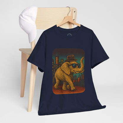 Elephant Downtown Night Tee | Vintage City Animal Shirt | Retro Urban Elephant Graphic T-Shirt | Nightlife Vibes TShirt | Unisex Street Style Shirt