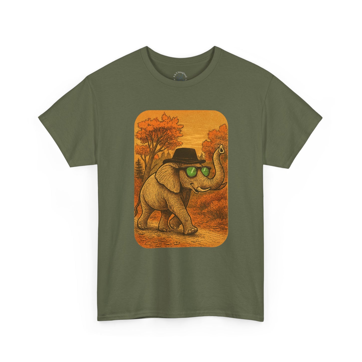 Elephant Autumn Stroll Tee | Vintage Fall Animal Shirt | Retro Nature Elephant Graphic T-Shirt | Cozy Fall Aesthetic TShirt | Unisex Casual Shirt