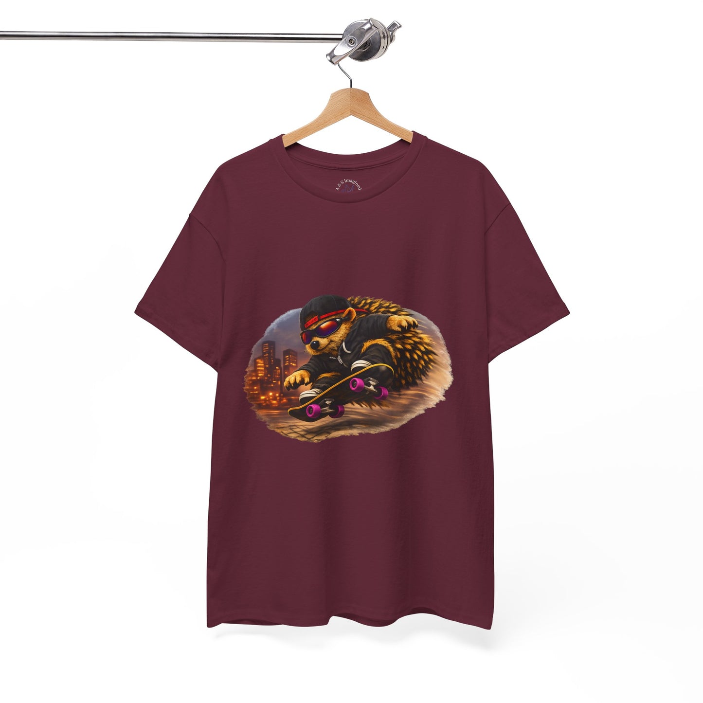 City Hedgehog Skateboarding Shirt | Street Style Tee | Vintage City Graphic | Skater Animal T-shirt | Cute Animal Skate Tshirt | Boardin' Hedgehog Collection