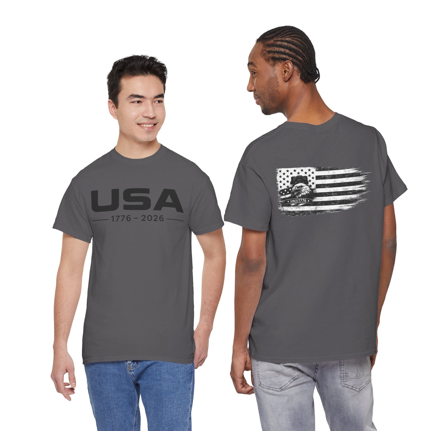 USA 1776 2026 Shirt Front and Back Graphic | Patriotic Eagle Flag Tee | American Flag Print T-Shirt | Fourth of July Outfit | USA Freedom Tshirt