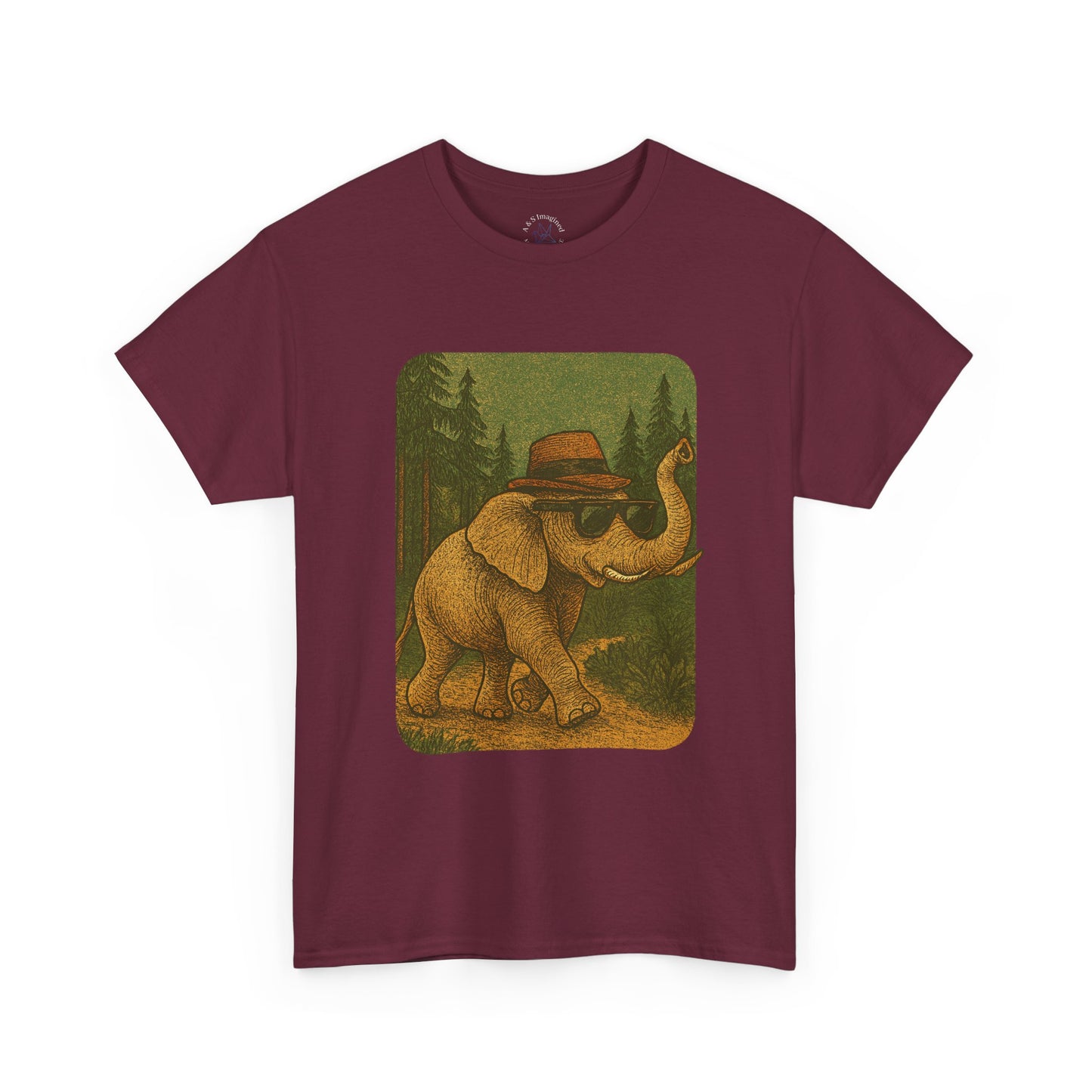 Elephant Forest Wander Tee | Vintage Woodland Animal Shirt | Retro Nature Elephant Graphic T-Shirt | Earthy Aesthetic TShirt | Unisex Casual Camping Shirt