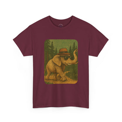Elephant Forest Wander Tee | Vintage Woodland Animal Shirt | Retro Nature Elephant Graphic T-Shirt | Earthy Aesthetic TShirt | Unisex Casual Camping Shirt
