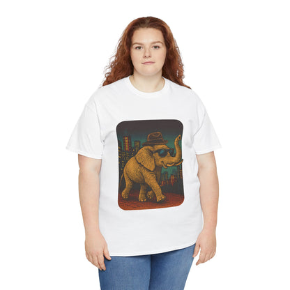 Elephant Downtown Night Tee | Vintage City Animal Shirt | Retro Urban Elephant Graphic T-Shirt | Nightlife Vibes TShirt | Unisex Street Style Shirt