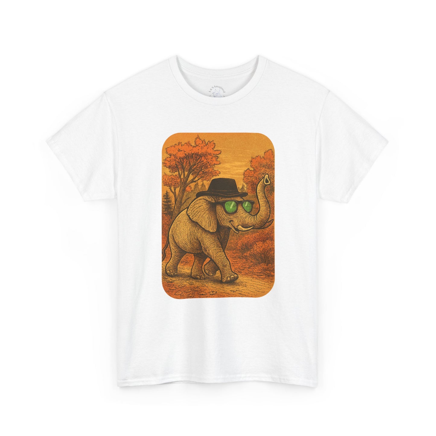 Elephant Autumn Stroll Tee | Vintage Fall Animal Shirt | Retro Nature Elephant Graphic T-Shirt | Cozy Fall Aesthetic TShirt | Unisex Casual Shirt