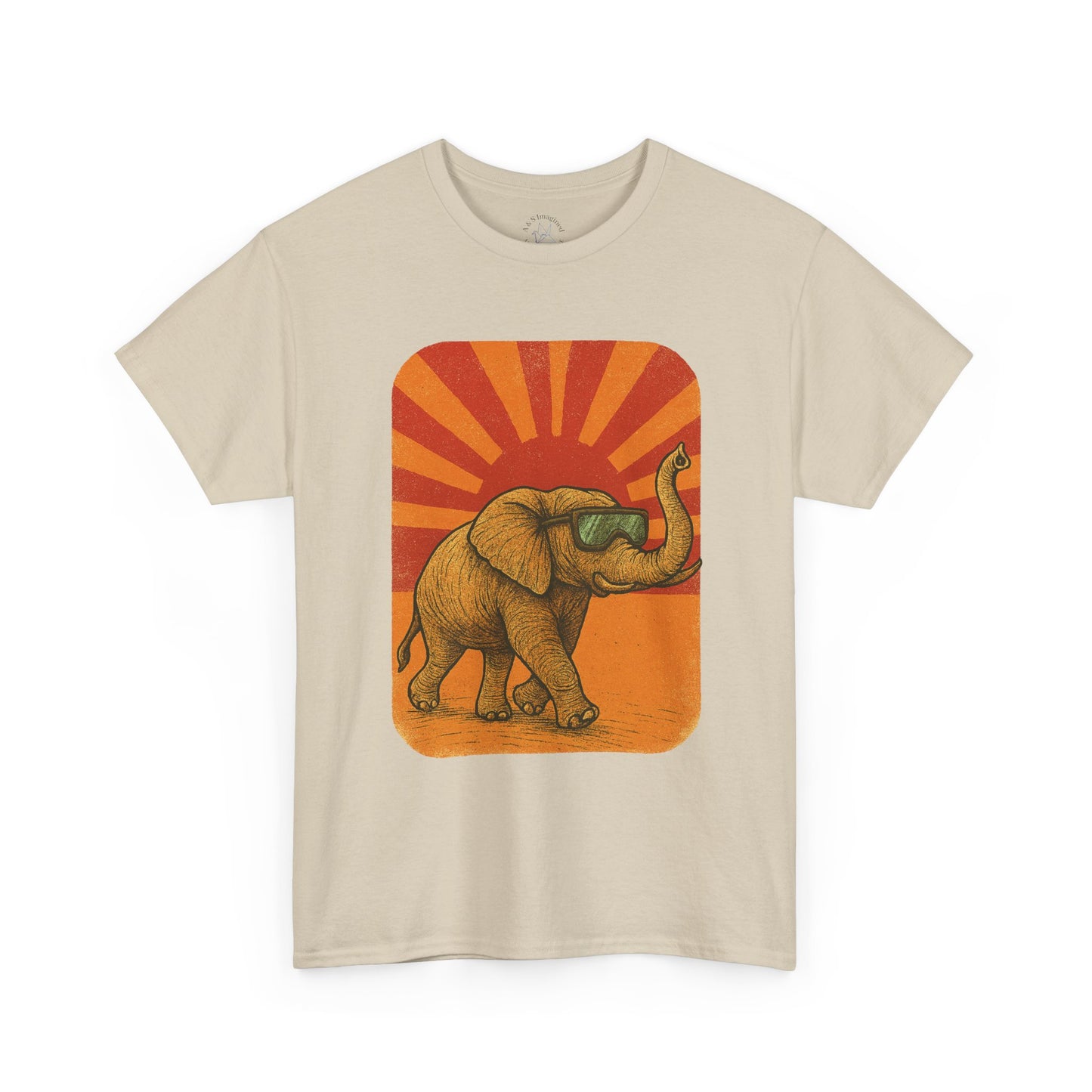 Elephant Sunset Rays Tee | Vintage Retro Animal Shirt | Summer Vibes Graphic T-Shirt | Warm Sunburst Elephant TShirt | Unisex Nature Shirt