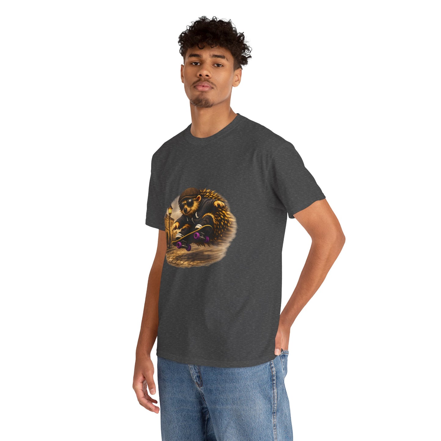 Town Hedgehog Skateboarding Shirt | Street Style Tee | Vintage Town Graphic | Skater Animal T-shirt | Cute Animal Skate Tshirt | Boardin' Hedgehog Collection