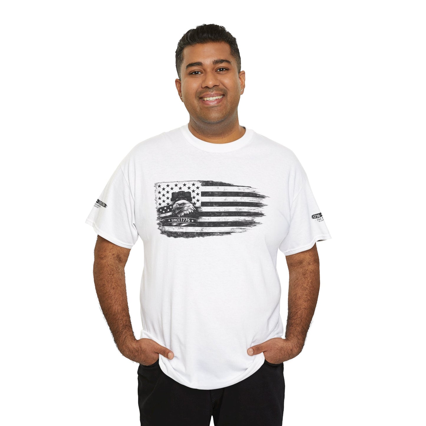 Patriotic Eagle Flag Shirt with Sleeve Print | USA Freedom T-Shirt | 1776 2026 Tee | American Flag Eagle Tshirt | Fourth of July Outfit | USA Graphic Shirt | 250 Year Anniversary America
