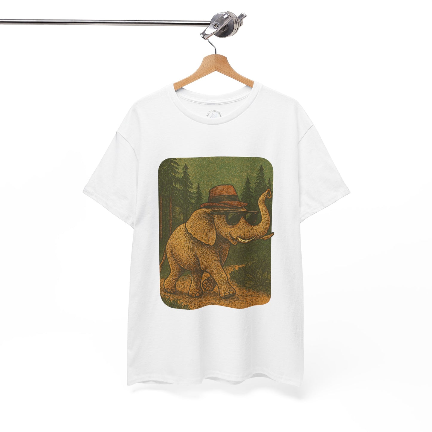 Elephant Forest Wander Tee | Vintage Woodland Animal Shirt | Retro Nature Elephant Graphic T-Shirt | Earthy Aesthetic TShirt | Unisex Casual Camping Shirt