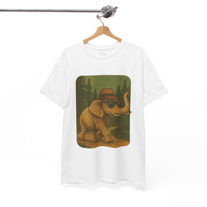 Elephant Forest Wander Tee | Vintage Woodland Animal Shirt | Retro Nature Elephant Graphic T-Shirt | Earthy Aesthetic TShirt | Unisex Casual Camping Shirt
