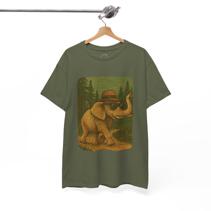 Elephant Forest Wander Tee | Vintage Woodland Animal Shirt | Retro Nature Elephant Graphic T-Shirt | Earthy Aesthetic TShirt | Unisex Casual Camping Shirt