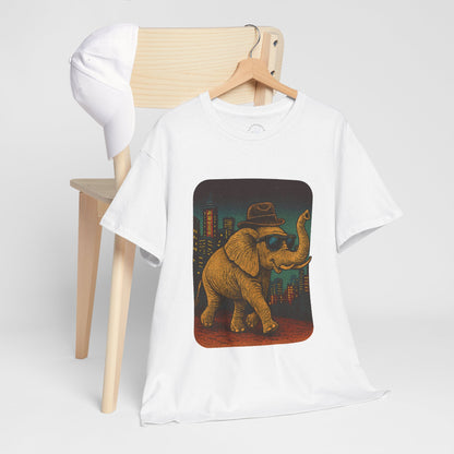 Elephant Downtown Night Tee | Vintage City Animal Shirt | Retro Urban Elephant Graphic T-Shirt | Nightlife Vibes TShirt | Unisex Street Style Shirt