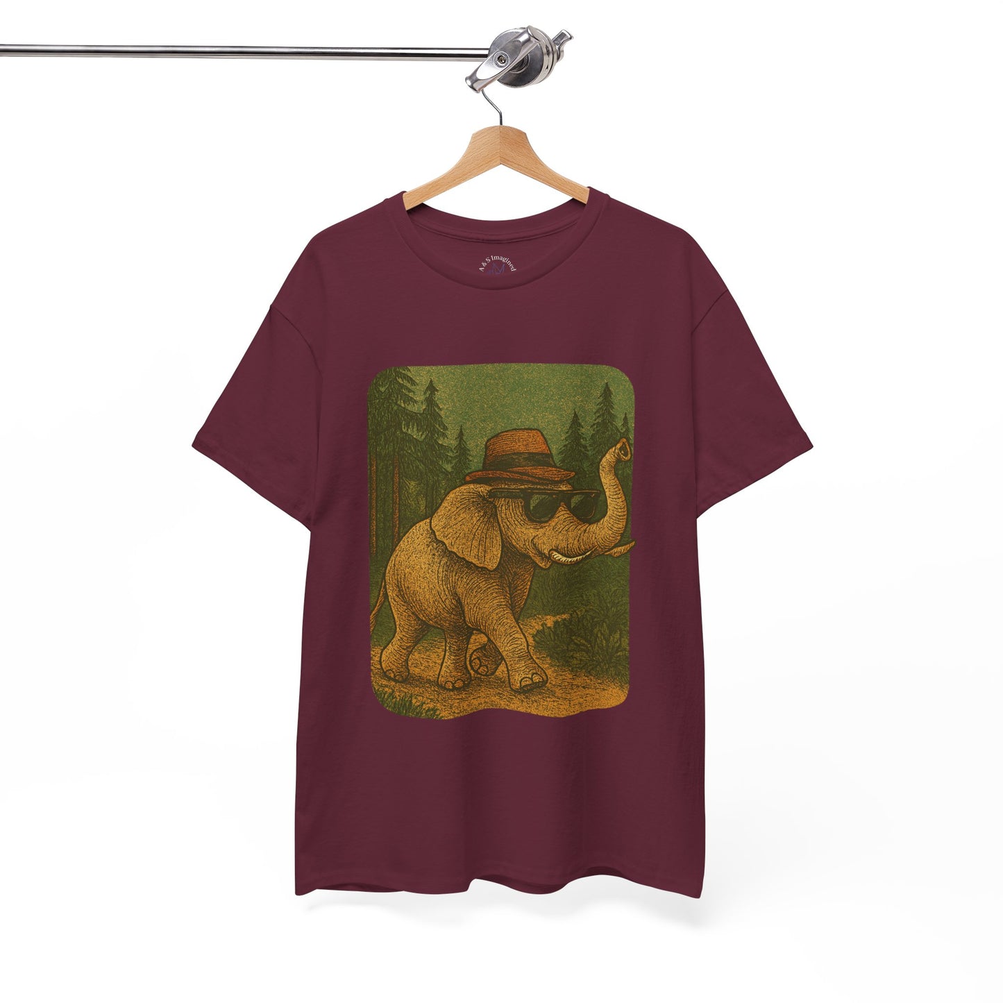 Elephant Forest Wander Tee | Vintage Woodland Animal Shirt | Retro Nature Elephant Graphic T-Shirt | Earthy Aesthetic TShirt | Unisex Casual Camping Shirt