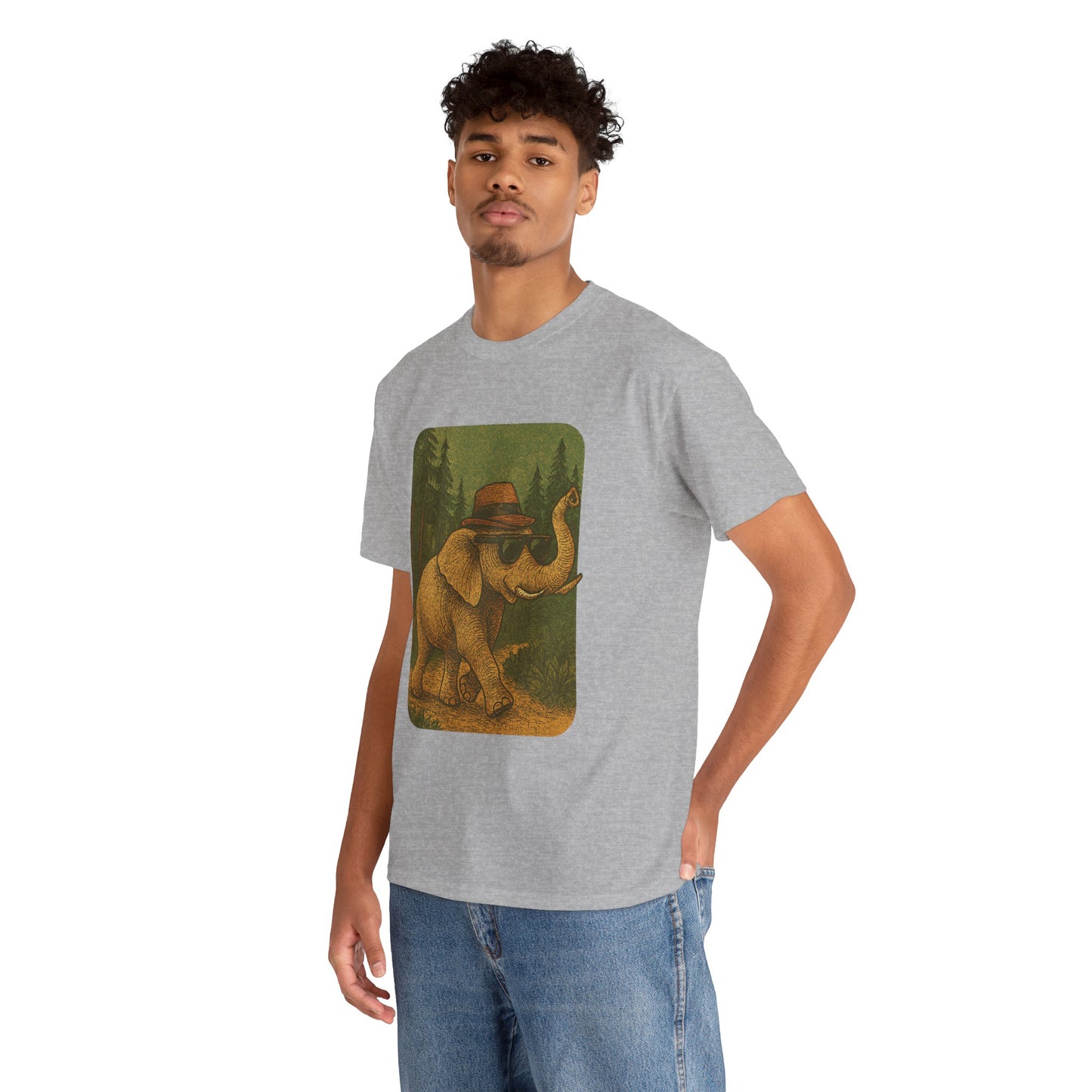 Elephant Forest Wander Tee | Vintage Woodland Animal Shirt | Retro Nature Elephant Graphic T-Shirt | Earthy Aesthetic TShirt | Unisex Casual Camping Shirt