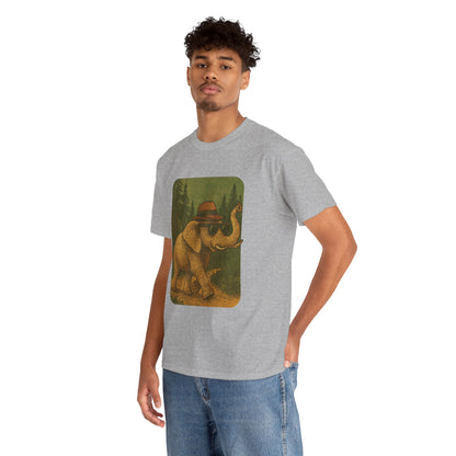 Elephant Forest Wander Tee | Vintage Woodland Animal Shirt | Retro Nature Elephant Graphic T-Shirt | Earthy Aesthetic TShirt | Unisex Casual Camping Shirt