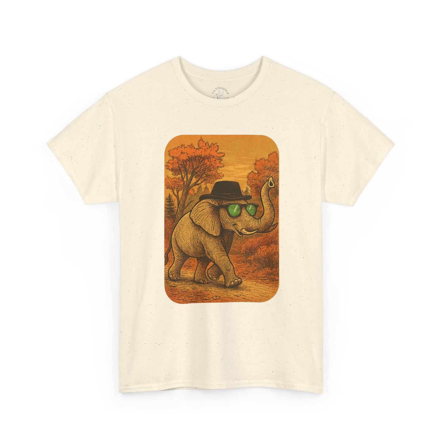 Elephant Autumn Stroll Tee | Vintage Fall Animal Shirt | Retro Nature Elephant Graphic T-Shirt | Cozy Fall Aesthetic TShirt | Unisex Casual Shirt