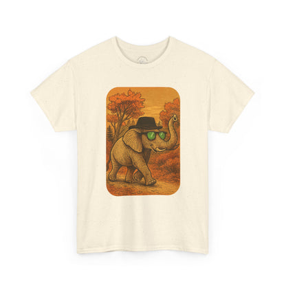 Elephant Autumn Stroll Tee | Vintage Fall Animal Shirt | Retro Nature Elephant Graphic T-Shirt | Cozy Fall Aesthetic TShirt | Unisex Casual Shirt