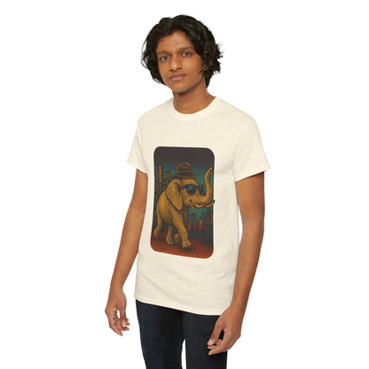 Elephant Downtown Night Tee | Vintage City Animal Shirt | Retro Urban Elephant Graphic T-Shirt | Nightlife Vibes TShirt | Unisex Street Style Shirt