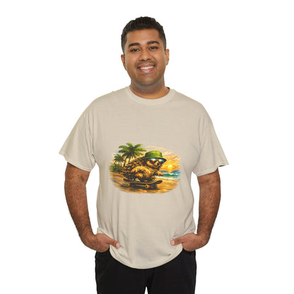 Sunset Beach Hedgehog Skateboarding Shirt | Tropical Style Tee | Vintage Beach Graphic | Skater Animal T-shirt | Cute Summer Skate Tshirt | Island Vibes Outfit | Boardin' Hedgehog Collection