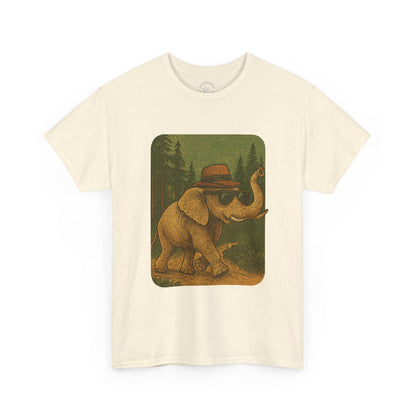 Elephant Forest Wander Tee | Vintage Woodland Animal Shirt | Retro Nature Elephant Graphic T-Shirt | Earthy Aesthetic TShirt | Unisex Casual Camping Shirt