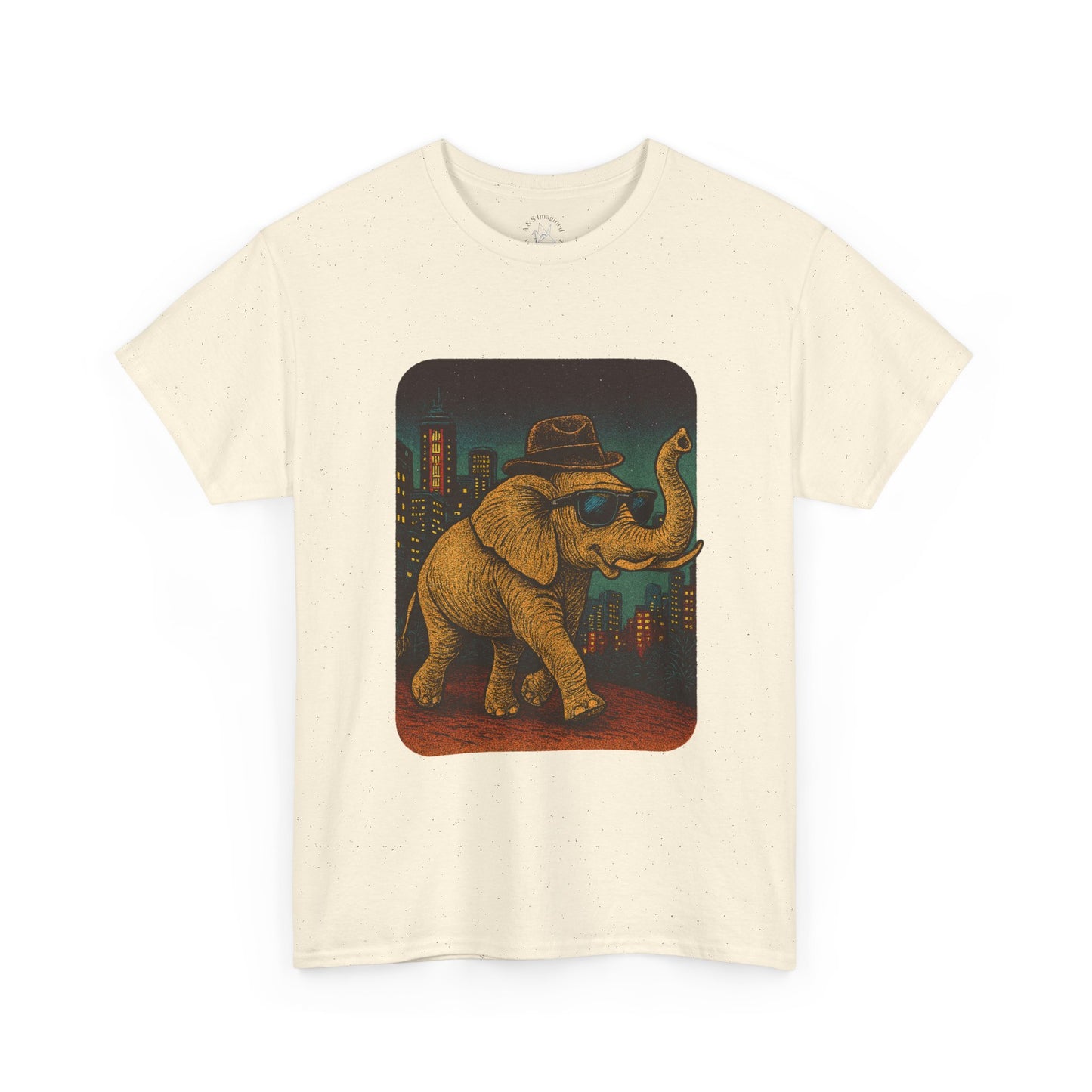 Elephant Downtown Night Tee | Vintage City Animal Shirt | Retro Urban Elephant Graphic T-Shirt | Nightlife Vibes TShirt | Unisex Street Style Shirt