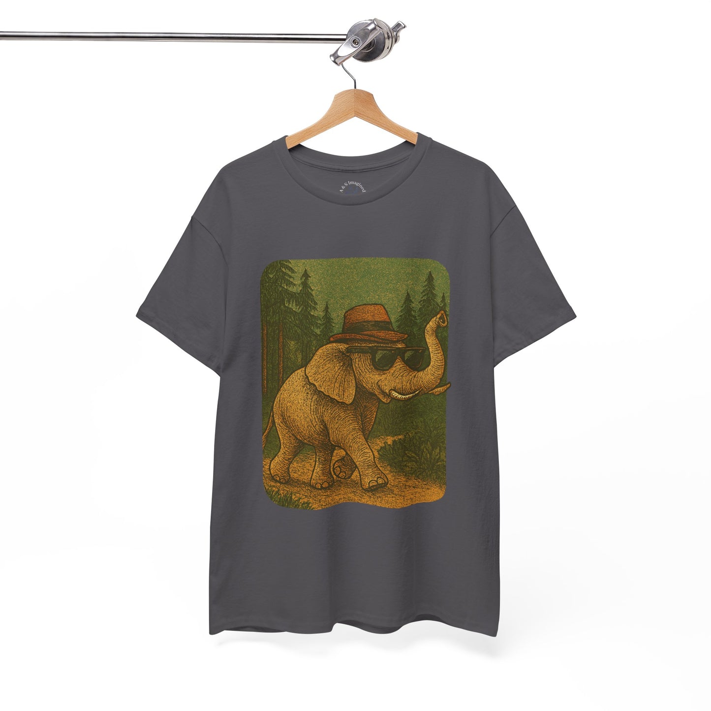 Elephant Forest Wander Tee | Vintage Woodland Animal Shirt | Retro Nature Elephant Graphic T-Shirt | Earthy Aesthetic TShirt | Unisex Casual Camping Shirt