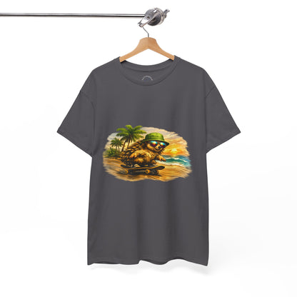 Sunset Beach Hedgehog Skateboarding Shirt | Tropical Style Tee | Vintage Beach Graphic | Skater Animal T-shirt | Cute Summer Skate Tshirt | Island Vibes Outfit | Boardin' Hedgehog Collection