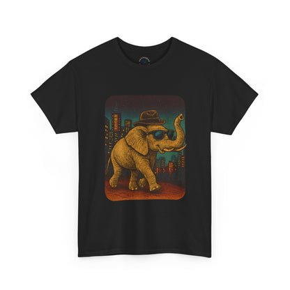 Elephant Downtown Night Tee | Vintage City Animal Shirt | Retro Urban Elephant Graphic T-Shirt | Nightlife Vibes TShirt | Unisex Street Style Shirt