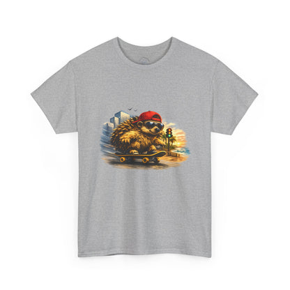 Surf Side Hedgehog Skateboarding Shirt | Beach Style Tee | Vintage Beach Graphic | Coastal Skater Animal T-shirt | Cute Animal Skate Tshirt | Boardin' Hedgehog Collection