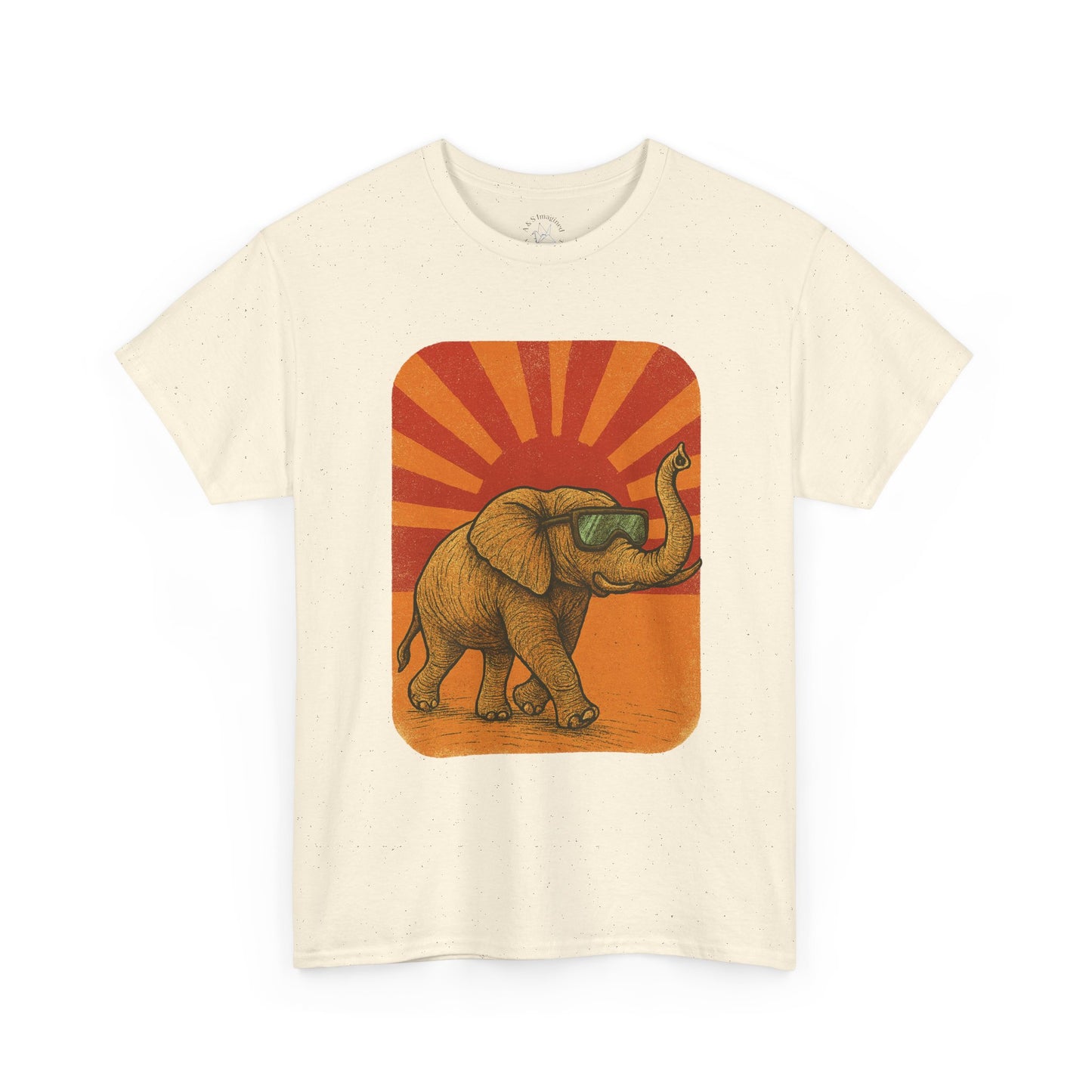 Elephant Sunset Rays Tee | Vintage Retro Animal Shirt | Summer Vibes Graphic T-Shirt | Warm Sunburst Elephant TShirt | Unisex Nature Shirt