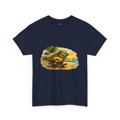 Sunset Beach Hedgehog Skateboarding Shirt | Tropical Style Tee | Vintage Beach Graphic | Skater Animal T-shirt | Cute Summer Skate Tshirt | Island Vibes Outfit | Boardin' Hedgehog Collection