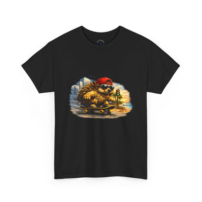 Surf Side Hedgehog Skateboarding Shirt | Beach Style Tee | Vintage Beach Graphic | Coastal Skater Animal T-shirt | Cute Animal Skate Tshirt | Boardin' Hedgehog Collection