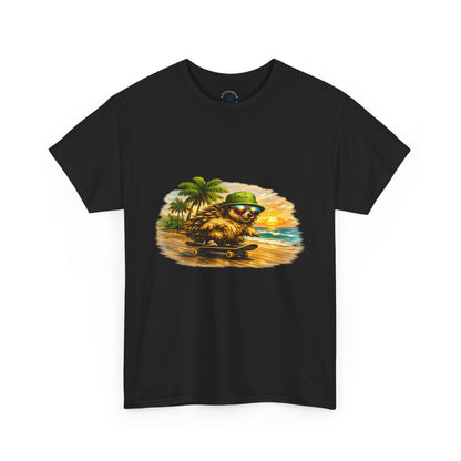 Sunset Beach Hedgehog Skateboarding Shirt | Tropical Style Tee | Vintage Beach Graphic | Skater Animal T-shirt | Cute Summer Skate Tshirt | Island Vibes Outfit | Boardin' Hedgehog Collection