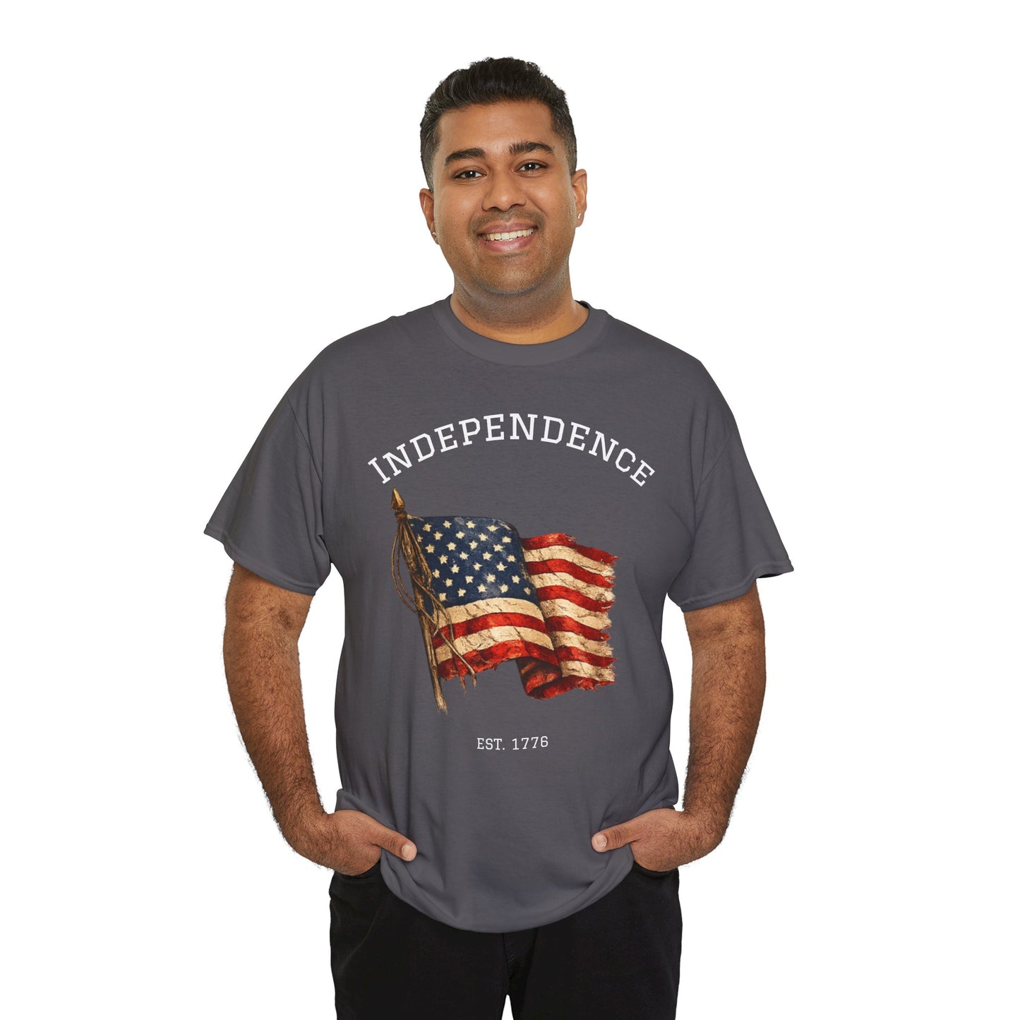 Vintage Independence Flag Shirt | 1776 American Flag Tee | Patriotic Distressed Flag T-Shirt | Retro Fourth of July Outfit | American Graphic Tshirt