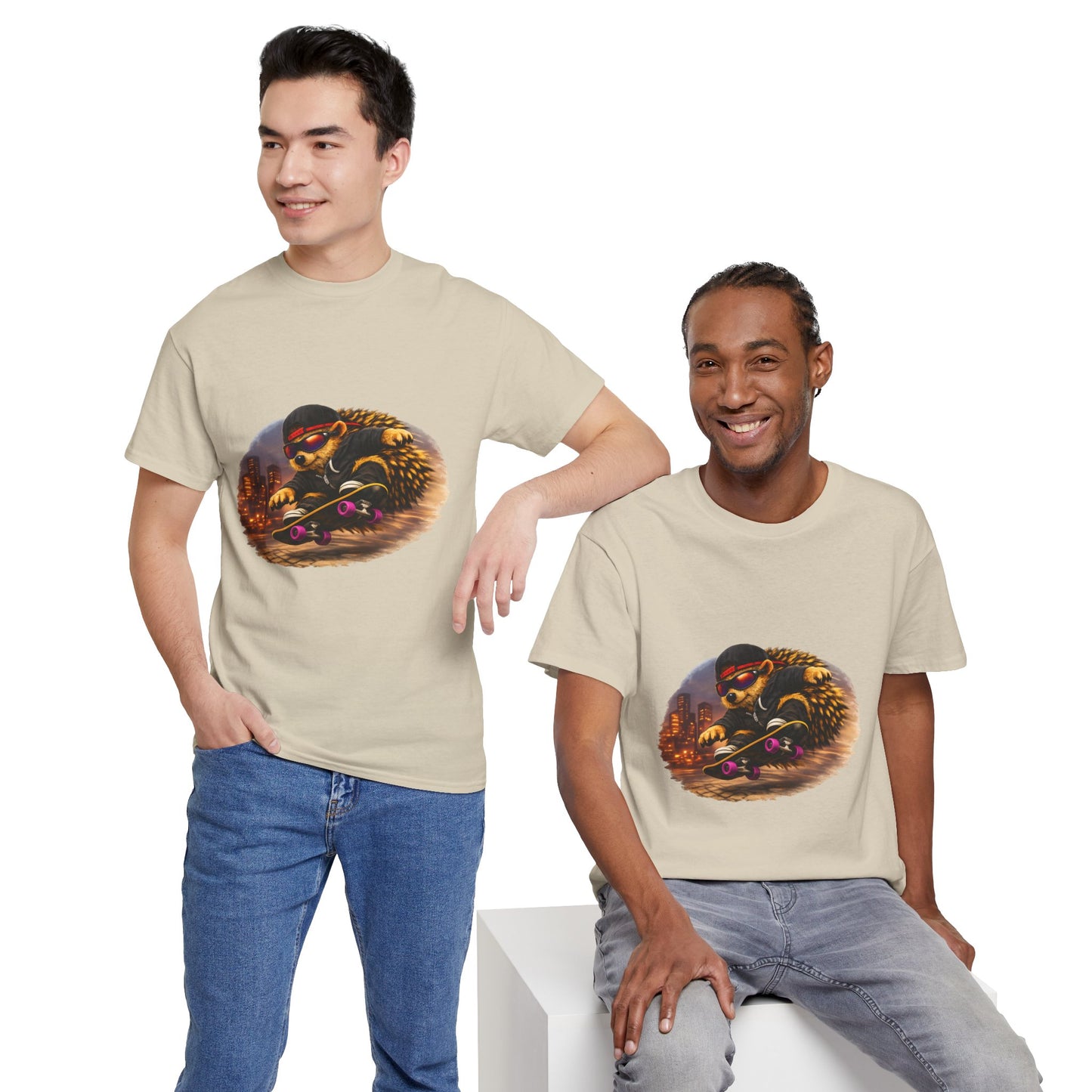 City Hedgehog Skateboarding Shirt | Street Style Tee | Vintage City Graphic | Skater Animal T-shirt | Cute Animal Skate Tshirt | Boardin' Hedgehog Collection