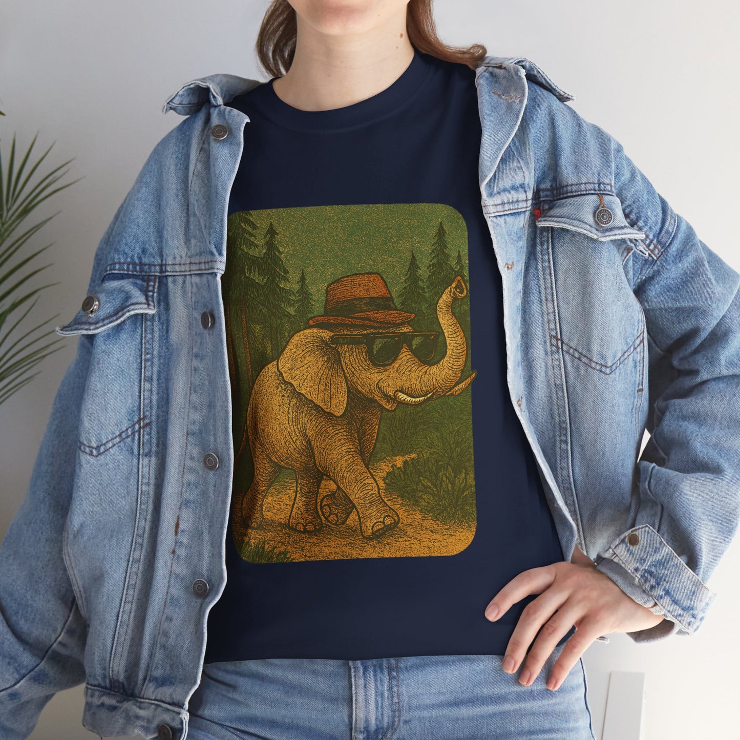 Elephant Forest Wander Tee | Vintage Woodland Animal Shirt | Retro Nature Elephant Graphic T-Shirt | Earthy Aesthetic TShirt | Unisex Casual Camping Shirt