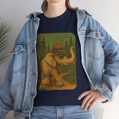 Elephant Forest Wander Tee | Vintage Woodland Animal Shirt | Retro Nature Elephant Graphic T-Shirt | Earthy Aesthetic TShirt | Unisex Casual Camping Shirt