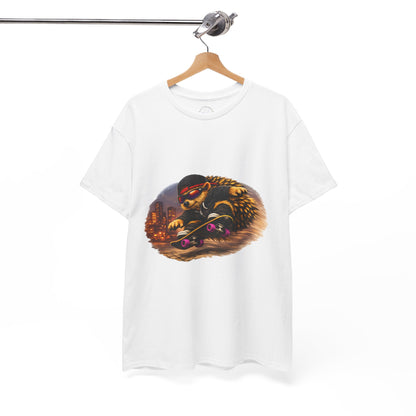 City Hedgehog Skateboarding Shirt | Street Style Tee | Vintage City Graphic | Skater Animal T-shirt | Cute Animal Skate Tshirt | Boardin' Hedgehog Collection