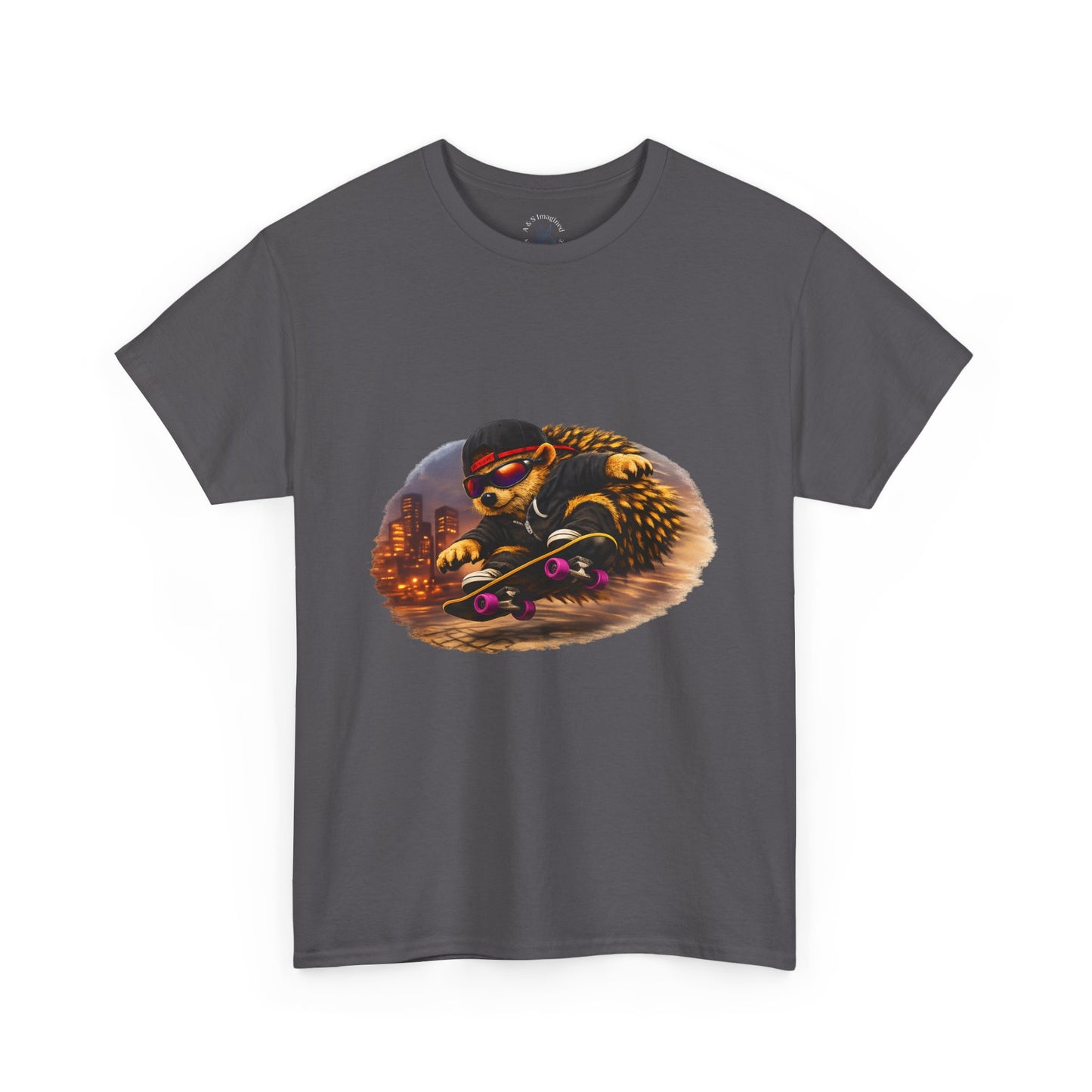 City Hedgehog Skateboarding Shirt | Street Style Tee | Vintage City Graphic | Skater Animal T-shirt | Cute Animal Skate Tshirt | Boardin' Hedgehog Collection