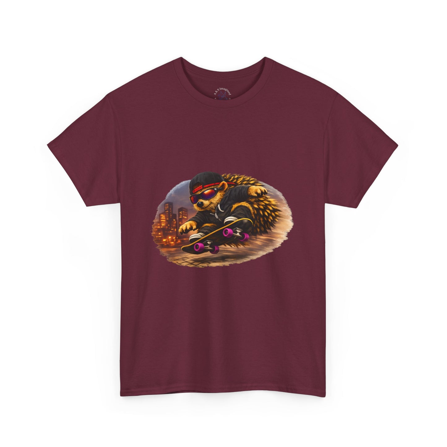 City Hedgehog Skateboarding Shirt | Street Style Tee | Vintage City Graphic | Skater Animal T-shirt | Cute Animal Skate Tshirt | Boardin' Hedgehog Collection