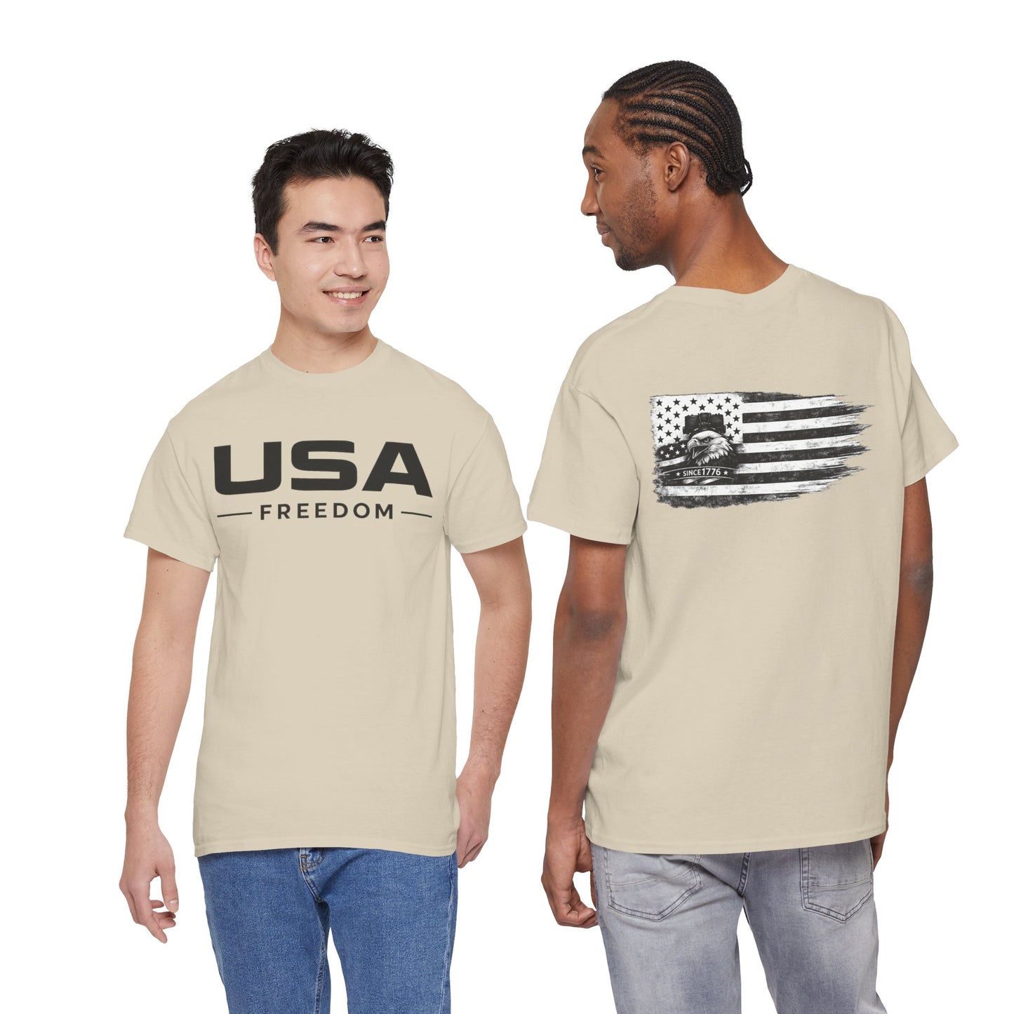 USA Freedom Shirt Front and Back | Patriotic Eagle Flag Tee | American Flag Print T-Shirt | Fourth of July Outfit | USA Graphic Tee