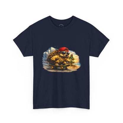 Surf Side Hedgehog Skateboarding Shirt | Beach Style Tee | Vintage Beach Graphic | Coastal Skater Animal T-shirt | Cute Animal Skate Tshirt | Boardin' Hedgehog Collection